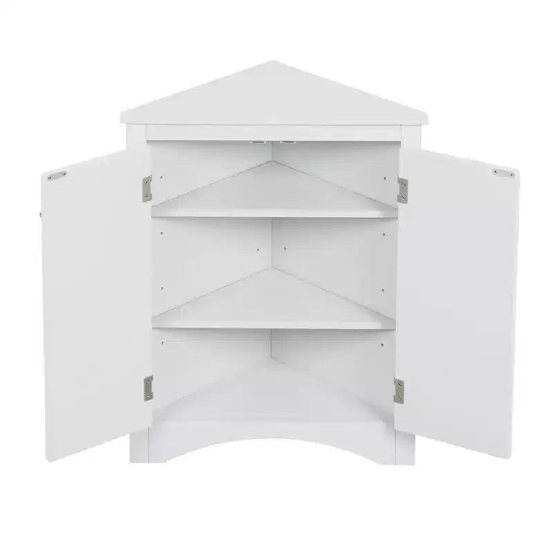 Okak 31.5 Inch Triangle Bathroom Storage Cabinet Floor Corner Cabinet with Doors and Shelves for Dining Room,Bathroom,Kitchen