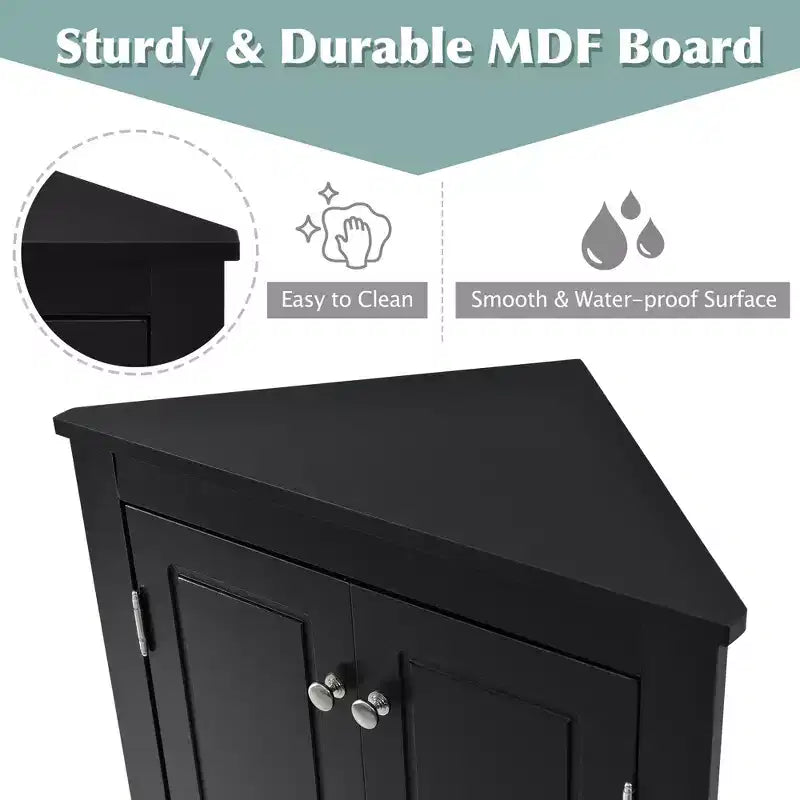 Okak 31.5 Inch Triangle Bathroom Storage Cabinet Floor Corner Cabinet with Doors and Shelves for Dining Room,Bathroom,Kitchen
