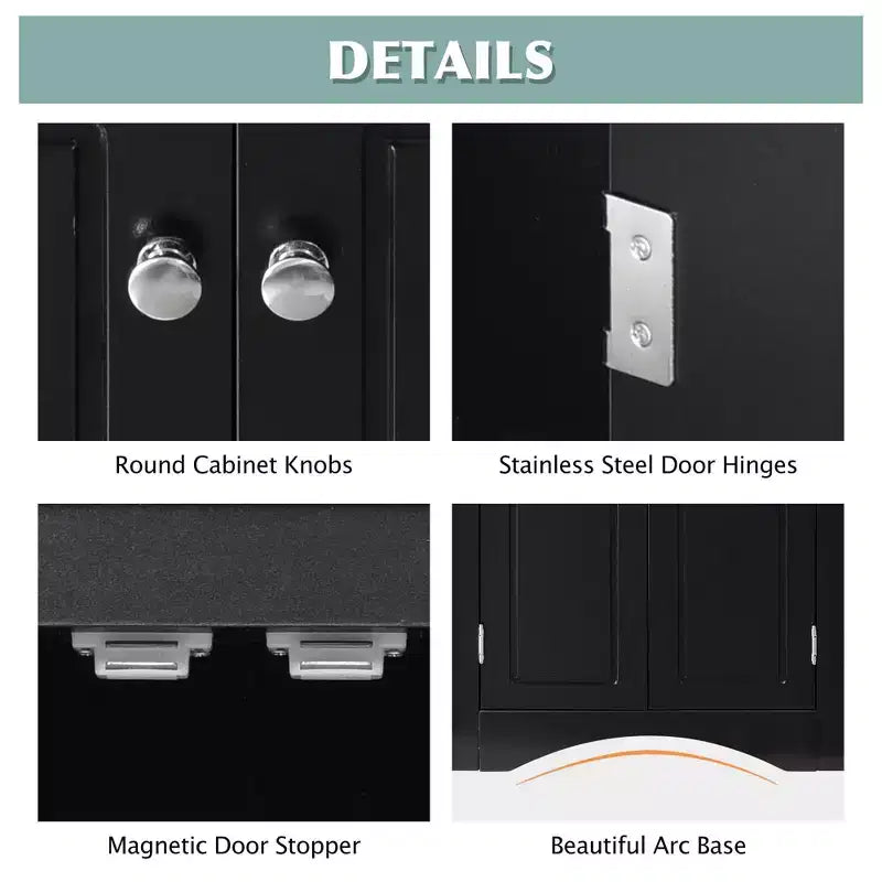 Okak 31.5 Inch Triangle Bathroom Storage Cabinet Floor Corner Cabinet with Doors and Shelves for Dining Room,Bathroom,Kitchen