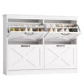41Shoe Storage Cabinet with 4 Flip Drawers, Modern Farmhouse Shoe Rack with Adjustable Shelves,Freestanding Narrow Organizer for Living Room Bedroom
