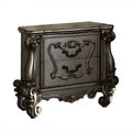 Royal Hampton Two Drawer Nightstand With Oversized Scrolled Legs In Antique Platinum Finish