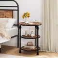 Three-tiered round side table, perfect for decorating compact living rooms. Features metal legs, suitable for bedrooms and living rooms.