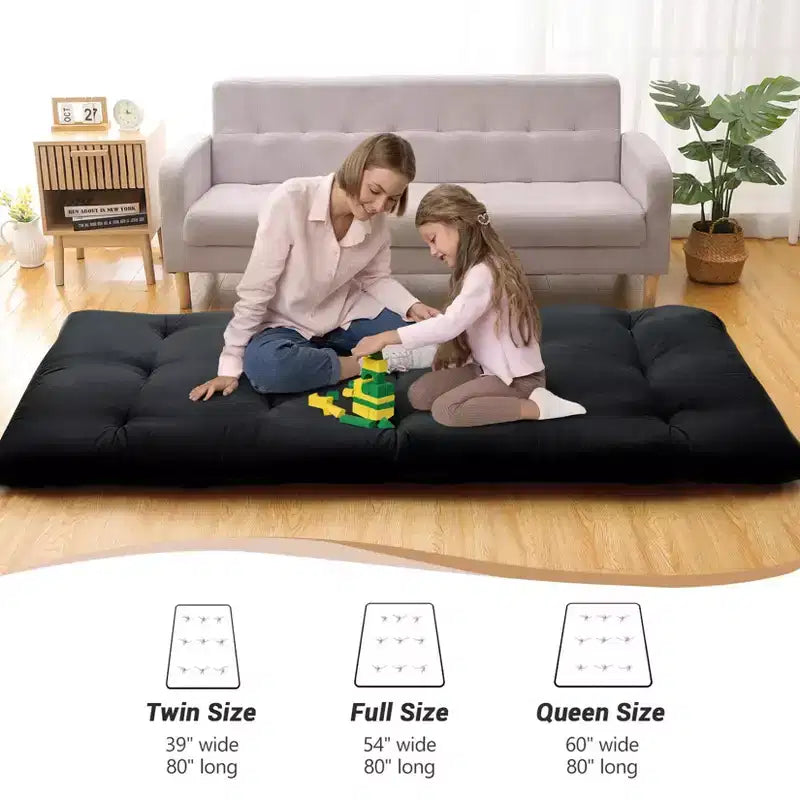 Japanese Floor Mattress Full Size, 54 x 80 Tatami Mat Foldable Japanese Floor Bed Roll Up Mattress Camping Sleeping Pad for Dorm RV Travel
