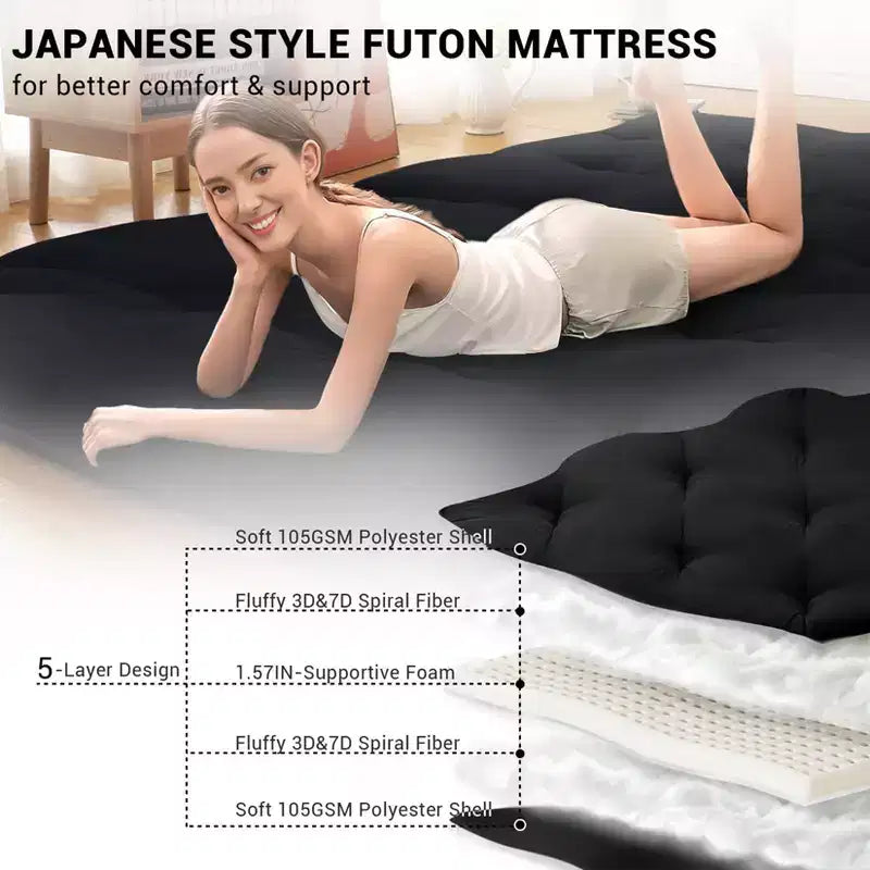 Japanese Floor Mattress Full Size, 54 x 80 Tatami Mat Foldable Japanese Floor Bed Roll Up Mattress Camping Sleeping Pad for Dorm RV Travel