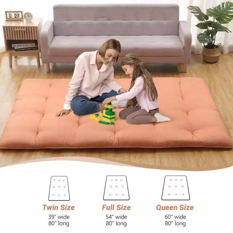 Japanese Floor Mattress Full Size, 54 x 80 Tatami Mat Foldable Japanese Floor Bed Roll Up Mattress Camping Sleeping Pad for Dorm RV Travel