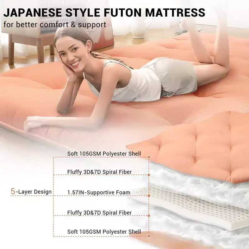 Japanese Floor Mattress Full Size, 54 x 80 Tatami Mat Foldable Japanese Floor Bed Roll Up Mattress Camping Sleeping Pad for Dorm RV Travel