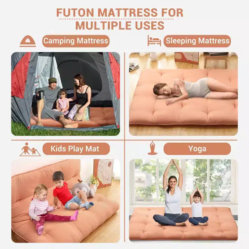 Japanese Floor Mattress Full Size, 54 x 80 Tatami Mat Foldable Japanese Floor Bed Roll Up Mattress Camping Sleeping Pad for Dorm RV Travel