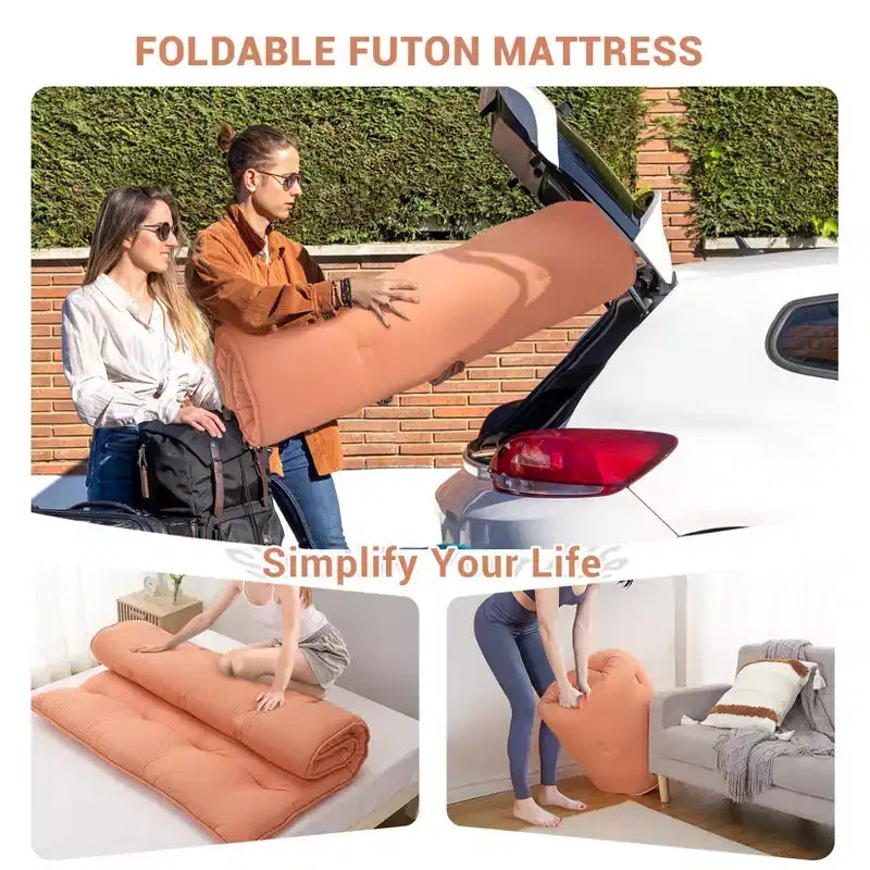 Japanese Floor Mattress Full Size, 54 x 80 Tatami Mat Foldable Japanese Floor Bed Roll Up Mattress Camping Sleeping Pad for Dorm RV Travel