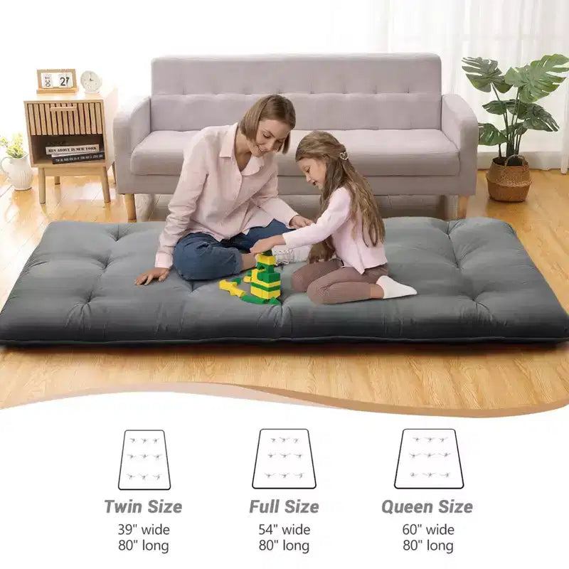 Japanese Floor Mattress Full Size, 54 x 80 Tatami Mat Foldable Japanese Floor Bed Roll Up Mattress Camping Sleeping Pad for Dorm RV Travel