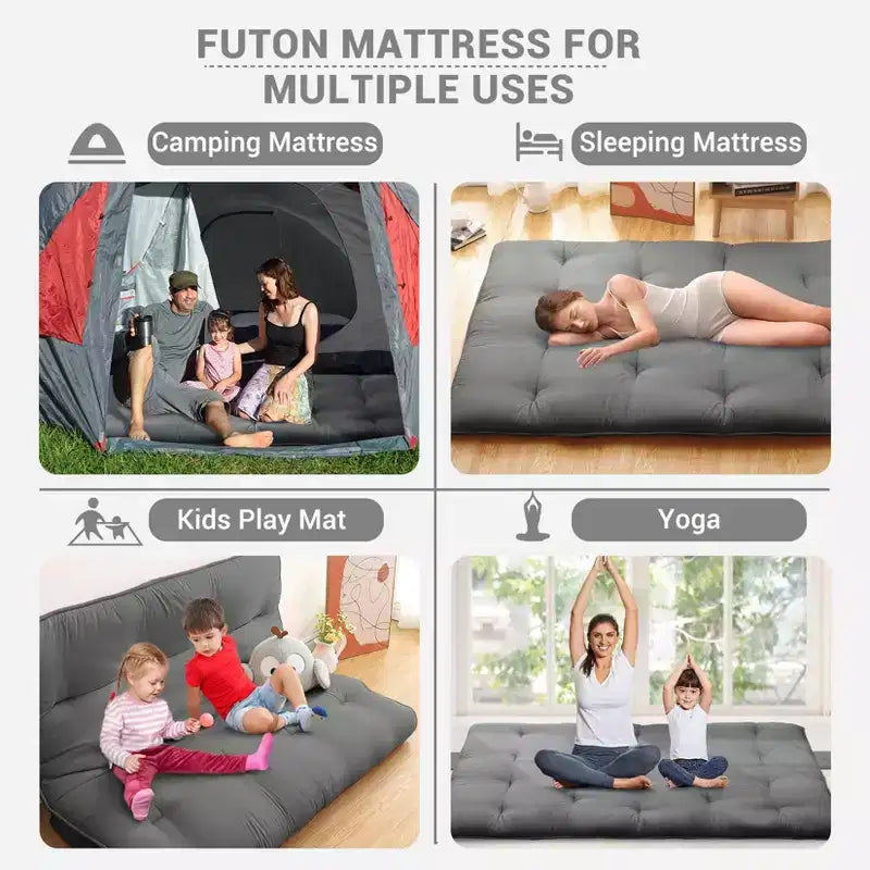 Japanese Floor Mattress Full Size, 54 x 80 Tatami Mat Foldable Japanese Floor Bed Roll Up Mattress Camping Sleeping Pad for Dorm RV Travel