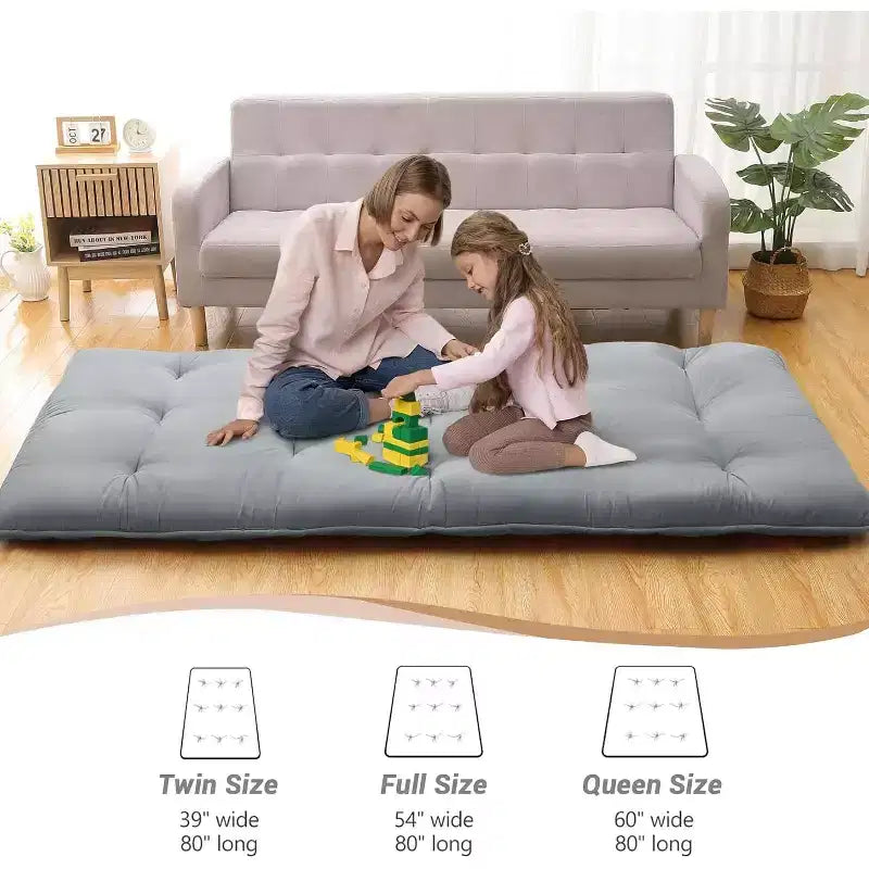 Japanese Floor Mattress Full Size, 54 x 80 Tatami Mat Foldable Japanese Floor Bed Roll Up Mattress Camping Sleeping Pad for Dorm RV Travel