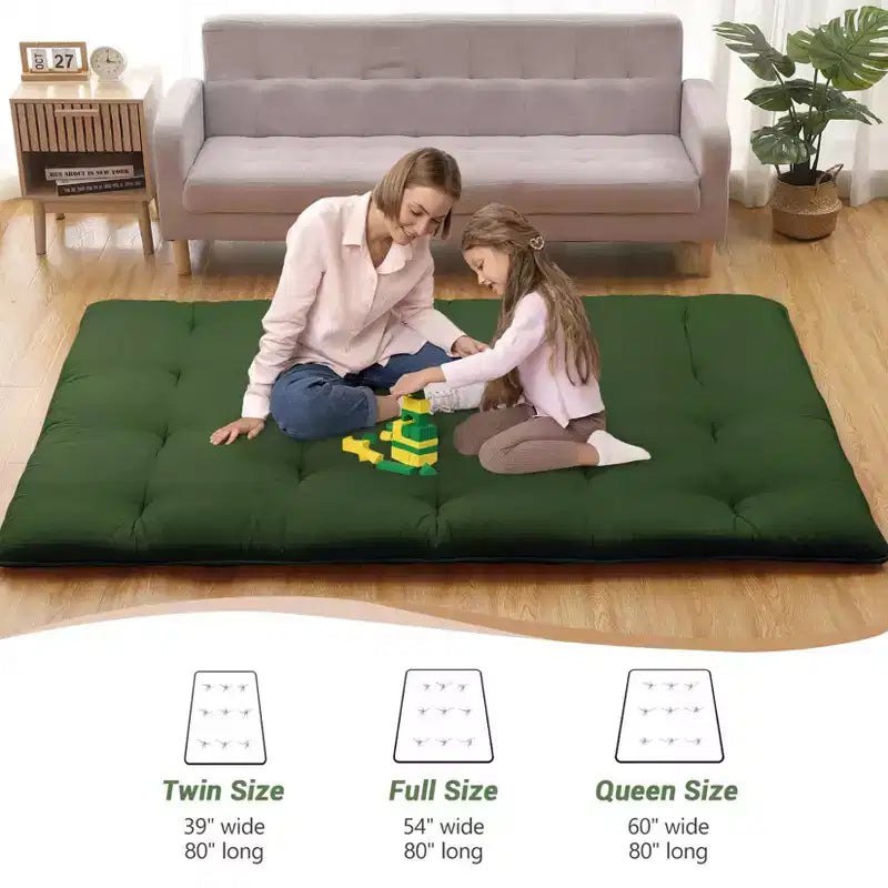 Japanese Floor Mattress Full Size, 54 x 80 Tatami Mat Foldable Japanese Floor Bed Roll Up Mattress Camping Sleeping Pad for Dorm RV Travel