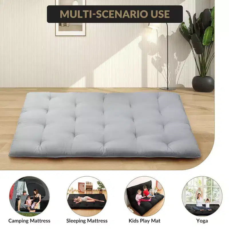Japanese Floor Mattress Full Size, 54 x 80 Tatami Mat Foldable Japanese Floor Bed Roll Up Mattress Camping Sleeping Pad for Dorm RV Travel