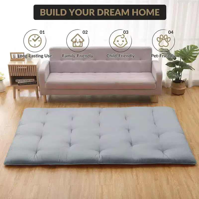 Japanese Floor Mattress Full Size, 54 x 80 Tatami Mat Foldable Japanese Floor Bed Roll Up Mattress Camping Sleeping Pad for Dorm RV Travel