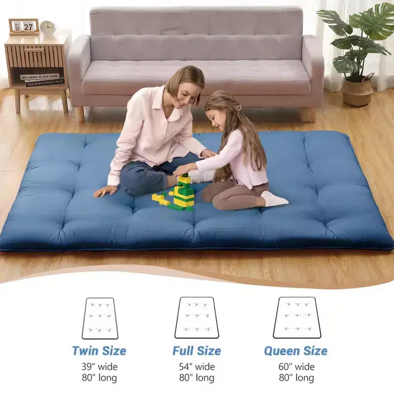 Japanese Floor Mattress Full Size, 54 x 80 Tatami Mat Foldable Japanese Floor Bed Roll Up Mattress Camping Sleeping Pad for Dorm RV Travel