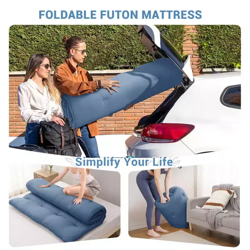 Japanese Floor Mattress Full Size, 54 x 80 Tatami Mat Foldable Japanese Floor Bed Roll Up Mattress Camping Sleeping Pad for Dorm RV Travel