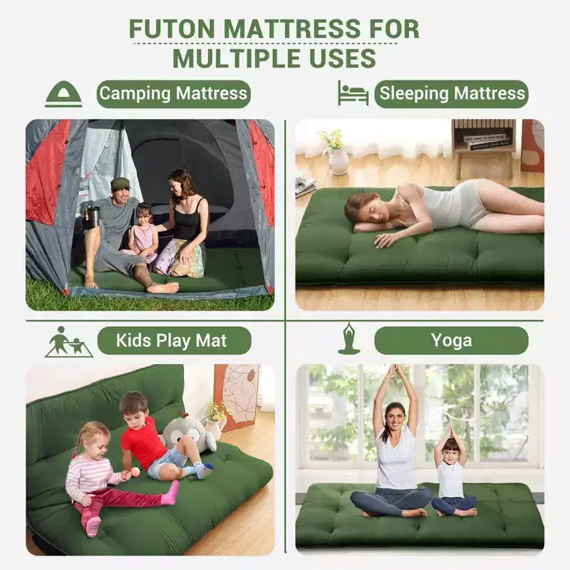 Japanese Floor Mattress Full Size, 54 x 80 Tatami Mat Foldable Japanese Floor Bed Roll Up Mattress Camping Sleeping Pad for Dorm RV Travel