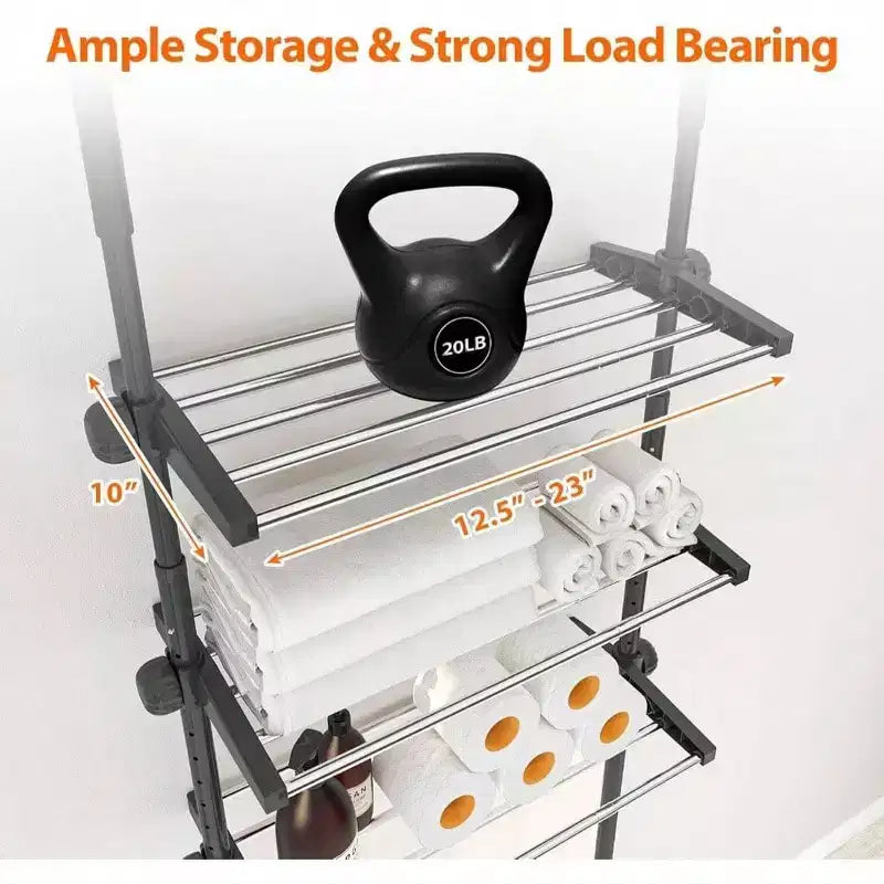 4 - Tier Over Toilet Storage Shelf Heavy Duty Metal Shelves Above Behind Toilet Laundry Space - Saving for Small Rooms No Drill