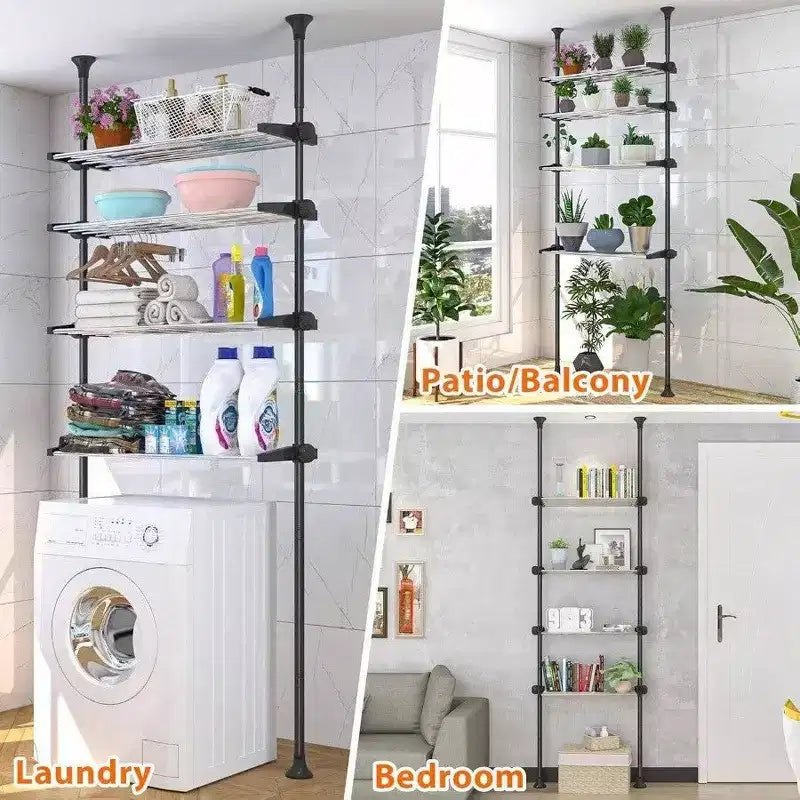 4 - Tier Over Toilet Storage Shelf Heavy Duty Metal Shelves Above Behind Toilet Laundry Space - Saving for Small Rooms No Drill