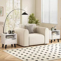 Costway Nightstand w/ Drawer 3D Wavy Pattern & Open Shelf Small Sofa Couch Side Table