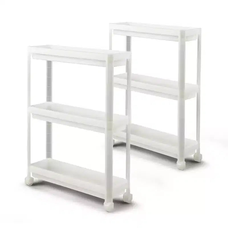 Costway 2PCS 3 Tier Slim Storage Cart Detachable Kitchen Organizer Rolling Utility Cart