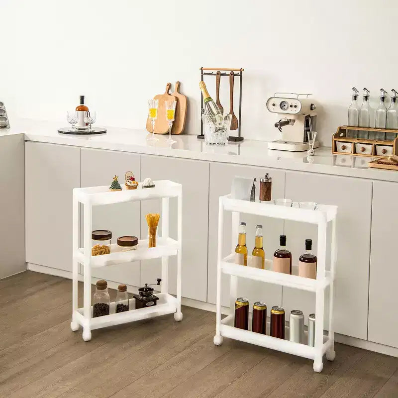 Costway 2PCS 3 Tier Slim Storage Cart Detachable Kitchen Organizer Rolling Utility Cart