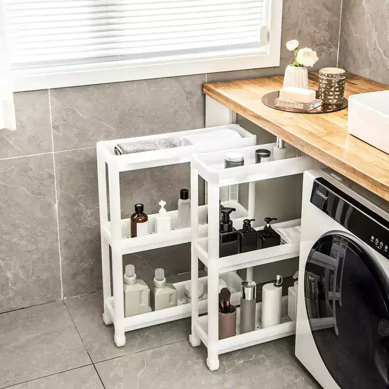 Costway 2PCS 3 Tier Slim Storage Cart Detachable Kitchen Organizer Rolling Utility Cart