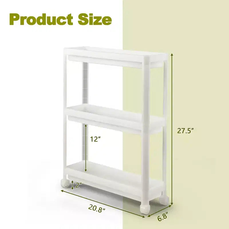 Costway 2PCS 3 Tier Slim Storage Cart Detachable Kitchen Organizer Rolling Utility Cart