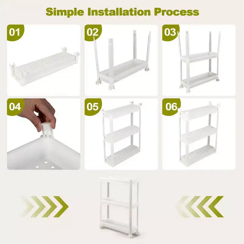Costway 2PCS 3 Tier Slim Storage Cart Detachable Kitchen Organizer Rolling Utility Cart