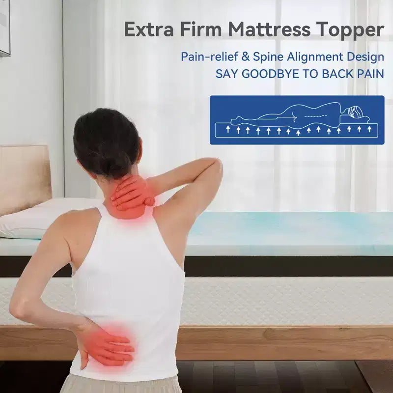 Dyonery Mattress Topper 3 Inch Extra Firm, Gel Memory Foam with High Density Foam Base, Back Pain Relief, CertiPUR-US Certified