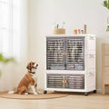 COZONY 2-Tier Storage Organizer with Doors, Foldable Cabinet with Bins for Nursery, Living Room & Pet Supplies