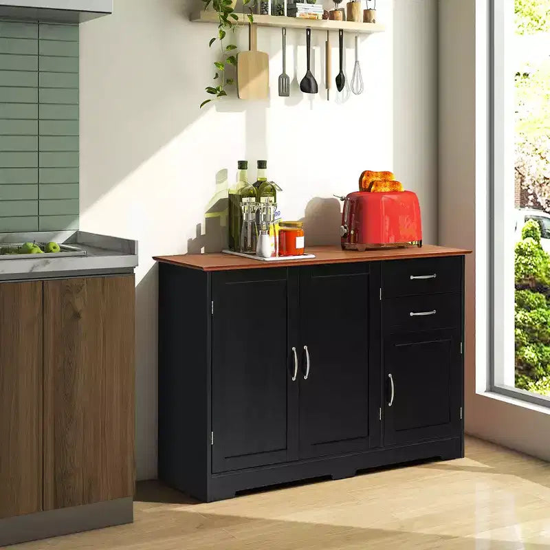 Costway Buffet Sideboard Kitchen Cupboard Storage Cabinet with 2 Drawers & 3 Doors